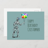 Roboter mit Balloons Geburtstagskarte Postkarte (Vorne/Hinten)