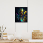 Roboter mit Blick auf Blume Poster (Küche)