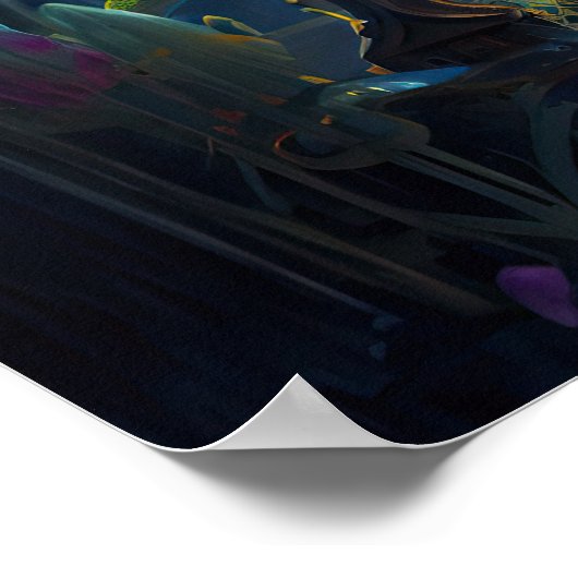 Roboter mit Blick auf Blume Poster (Ecke)