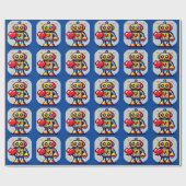 Roboter mit Herz - Niedliche Pixel Art SciFi Desig Geschenkpapier (Flach)