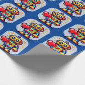Roboter mit Herz - Niedliche Pixel Art SciFi Desig Geschenkpapier (Ecke)