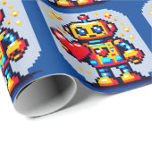 Roboter mit Herz - Niedliche Pixel Art SciFi Desig Geschenkpapier (Rolleneckpunkt)