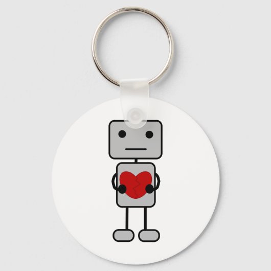 Roboter mit Herz Schlüsselanhänger (Vorderseite)