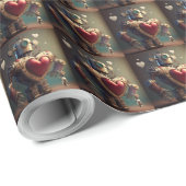 Roboter mit Herz-Wrapping-Papier Geschenkpapier (Rolleneckpunkt)