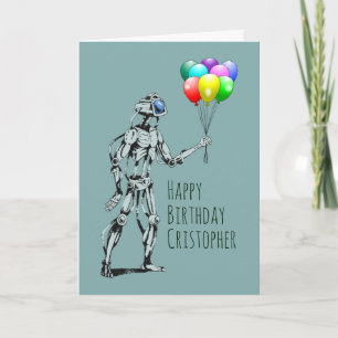 Roboter mit Luftballons Geburtstagskarte Karte