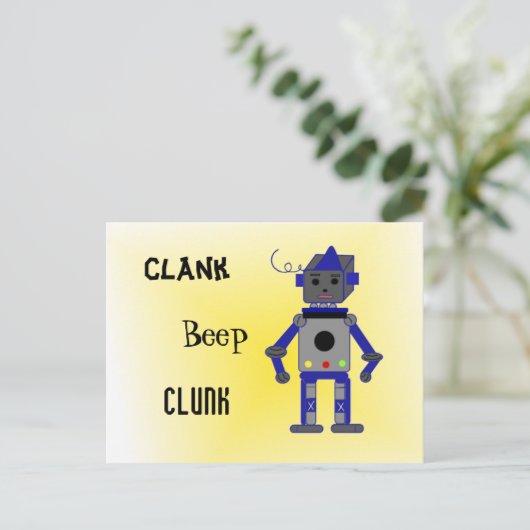 Roboter mit Lustigen Sprüchen Postkarte (Stehend Vorderseite)