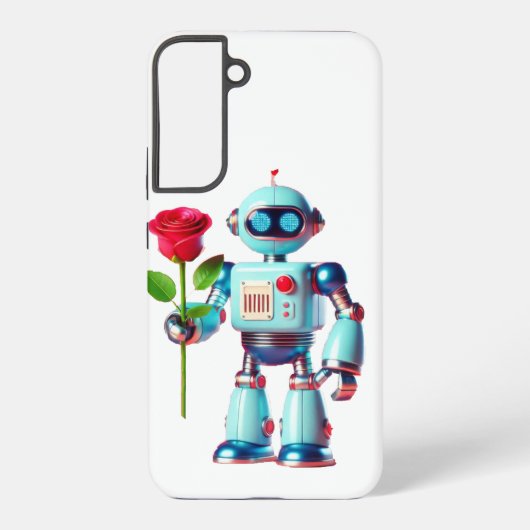 Roboter mit Rose Samsung Galaxy Hülle (Rückseite)