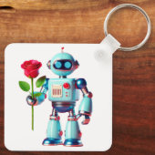 Roboter mit Rose Schlüsselanhänger (Rückseite)