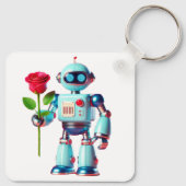 Roboter mit Rose Schlüsselanhänger (Rückseite)