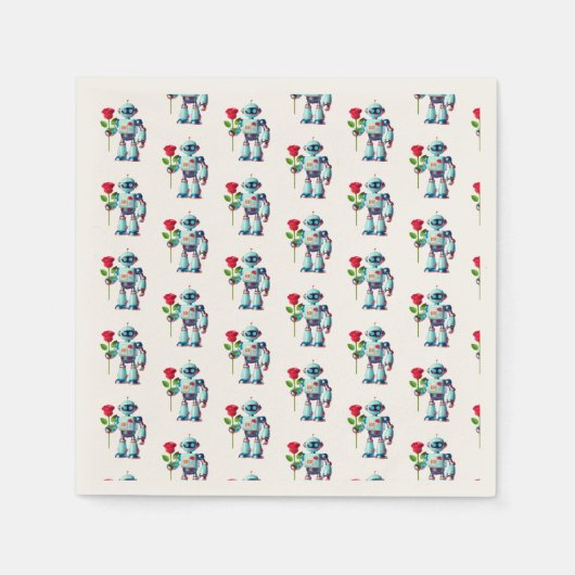 Roboter mit Rose Serviette (Vorderseite)