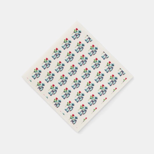 Roboter mit Rose Serviette (Ecke)