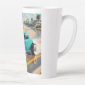 Roboter mit Surfbrett auf einem Oldtimer Milchtasse (Rechts)