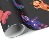 Roboter-Muster-Regenbogen-verrückter Geburtstag Geschenkpapier (Rolleneckpunkt)