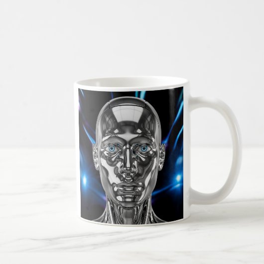 Roboter Neonhintergrund Kaffeetasse (Rechts)