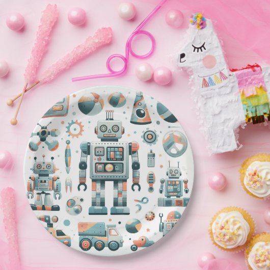 Roboter Pappteller (Party)