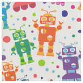 Roboter-Party-buntes Kinderspaß-Muster Stoff (Nahaufnahme)