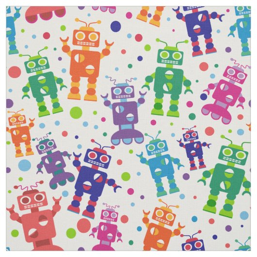 Roboter-Party-buntes Kinderspaß-Muster Stoff (Muster)