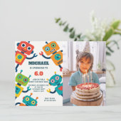 Roboter-Party Einladung für Kinder mit Foto (Stehend Vorderseite)