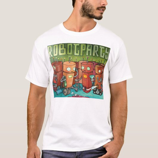 Roboter-Party T-Shirt (Vorderseite)