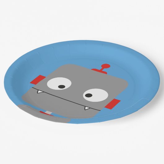 Roboter-Party-Teller Pappteller (Schrägansicht)