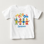 Roboter-personalisiertes erstes baby t-shirt (Vorderseite)