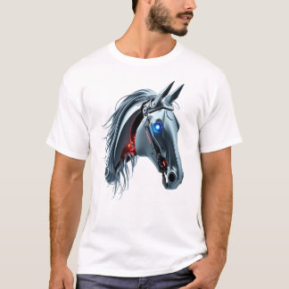 Roboter-Pferdegesichtskunst T-Shirt