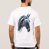 Roboter-Pferdegesichtskunst T-Shirt (Rückseite)