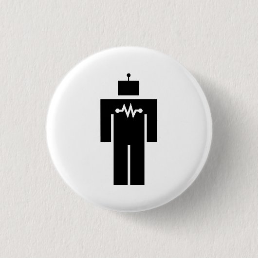 Roboter-Piktogramm-Knopf Button (Vorderseite)