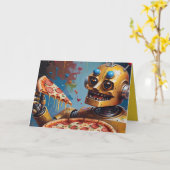 Roboter Pizza Karte (Gelbe Blume)