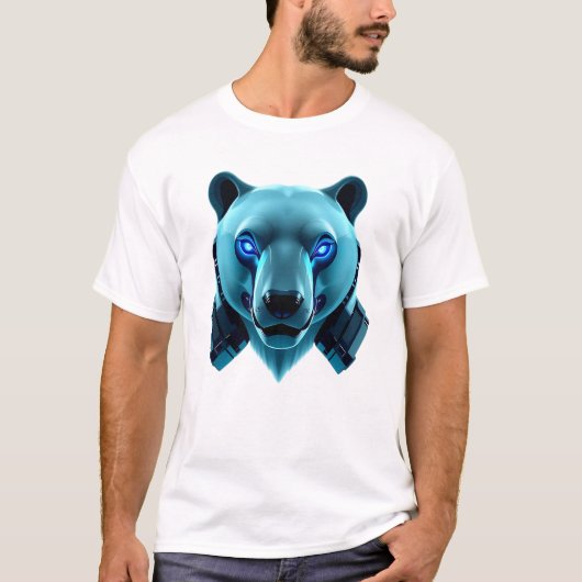 Roboter Polar Bear Face Art T-Shirt (Vorderseite)