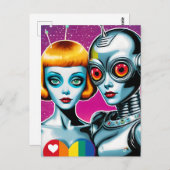 Roboter Rainbow Heart Postkarte (Vorne/Hinten)