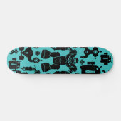 Roboter-Regel-Spaß-Roboter-Silhouette-Muster-Blau Skateboard (Horizontal)