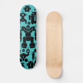 Roboter-Regel-Spaß-Roboter-Silhouette-Muster-Blau Skateboard (Vorderseite)