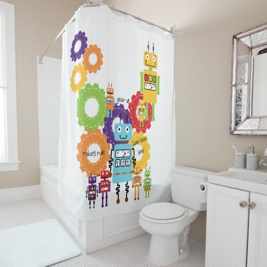 Roboter-Regel-Wissenschafts-Technologie-Robotik Duschvorhang (Beispiel)