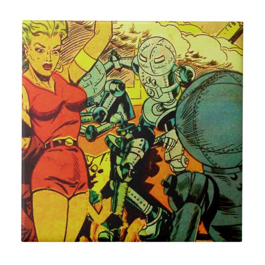 Roboter-Revolution Fliese (Vorderseite)