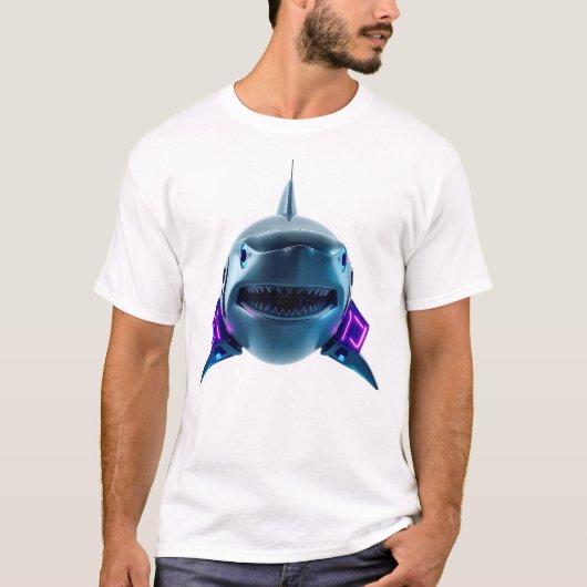 Roboter Shark Face Art T-Shirt (Vorderseite)