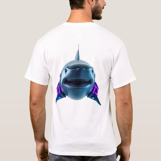 Roboter Shark Face Art T-Shirt (Rückseite)