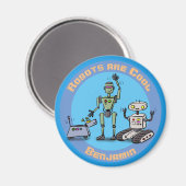 Roboter sind cooler blauer Cartoon zeichnend Magnet (Vorderseite/Rückseite)