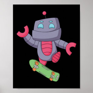 Roboter Skateboardfahren Skater Fingerboard Skateb Poster