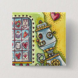 ROBOTER SUCHT NACH LIEBE, HERZVERANSTALTUNGSMASCHI BUTTON