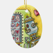 ROBOTER SUCHT NACH LIEBE, HERZVERANSTALTUNGSMASCHI KERAMIK ORNAMENT (Hinten)