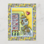 ROBOTER SUCHT NACH LIEBE, HERZVERANSTALTUNGSMASCHI POSTKARTE (Vorderseite)