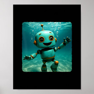 Roboter taucht unter Wasser Ozean Taucher Schwimme Poster