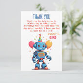 Roboter-Thema mit Ballons Aquarell Dankeskarte (Stehend Vorderseite)