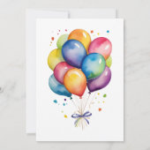 Roboter-Thema mit Ballons Aquarell Einladung (Rückseite)