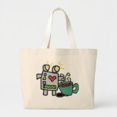 Roboter-u. Kaffee-Tasche Jumbo Stoffbeutel (Vorne)