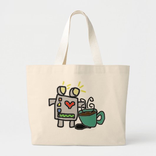 Roboter-u. Kaffee-Tasche Jumbo Stoffbeutel (Vorne)
