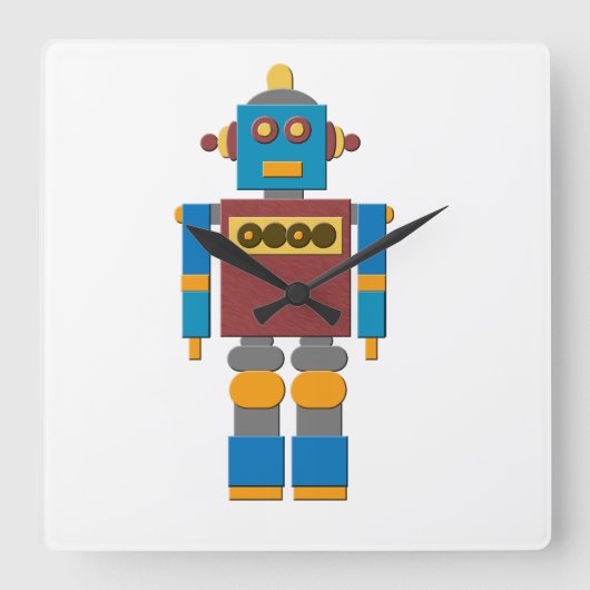 Roboter-Uhr Quadratische Wanduhr (Vorderseite)