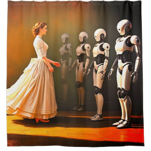 Roboter und ein Mensch Duschvorhang (Vorderseite)
