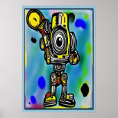 Roboter und farbiger Hintergrund | AI Art Poster (Vorne)